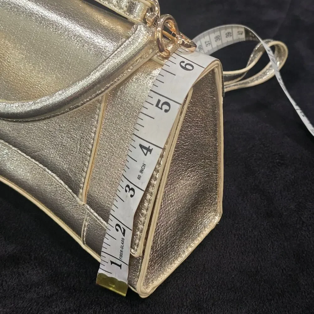 Gold Faux Leather Crossbody & Hand Held Purse Multi Wear Clutch
